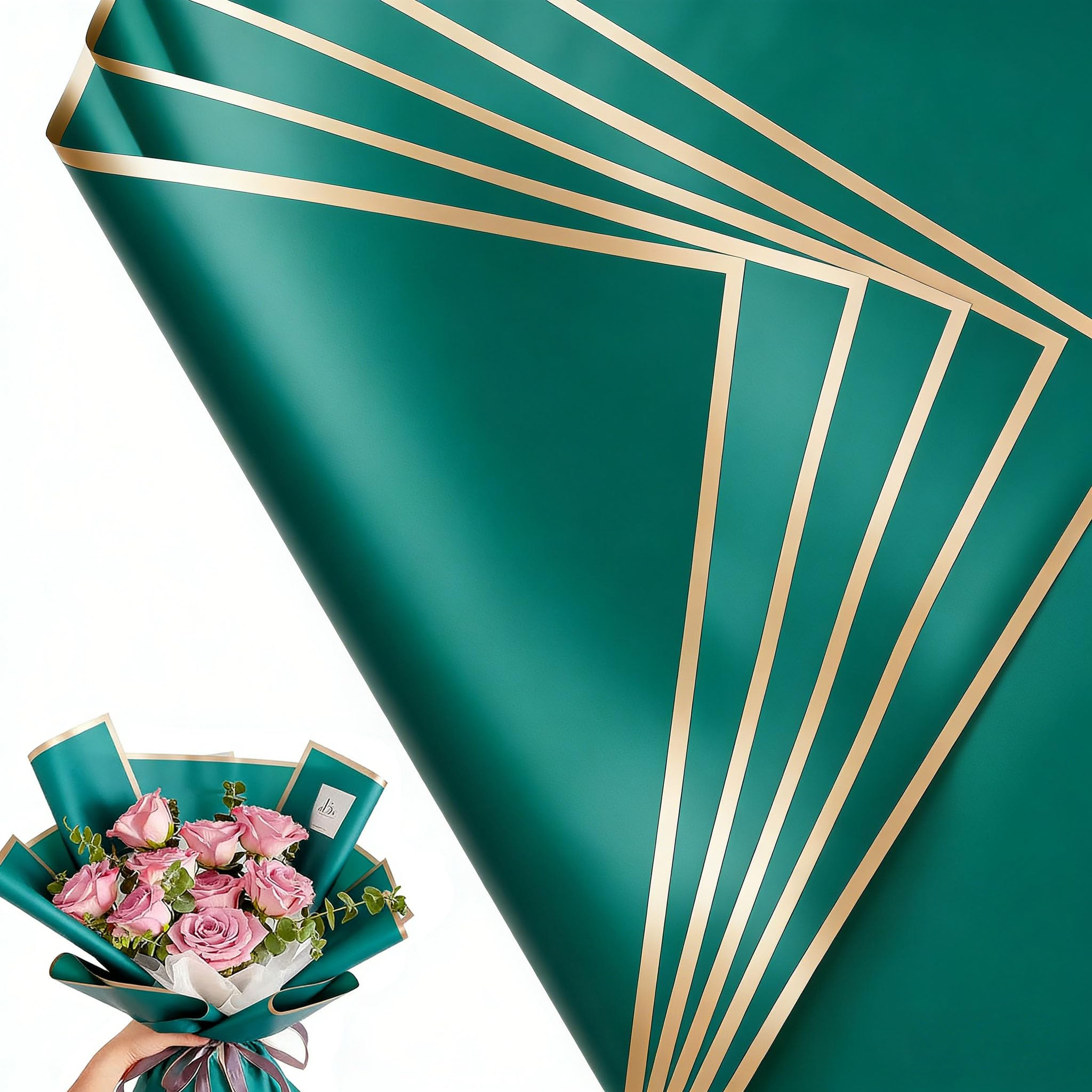 30 Sheets 10colors Flower Bouquet Wrapping Paper，Florist Supplies Waterproof Floral Bouquet Wrapping Paper Bouquet Accessorie (Emerald)