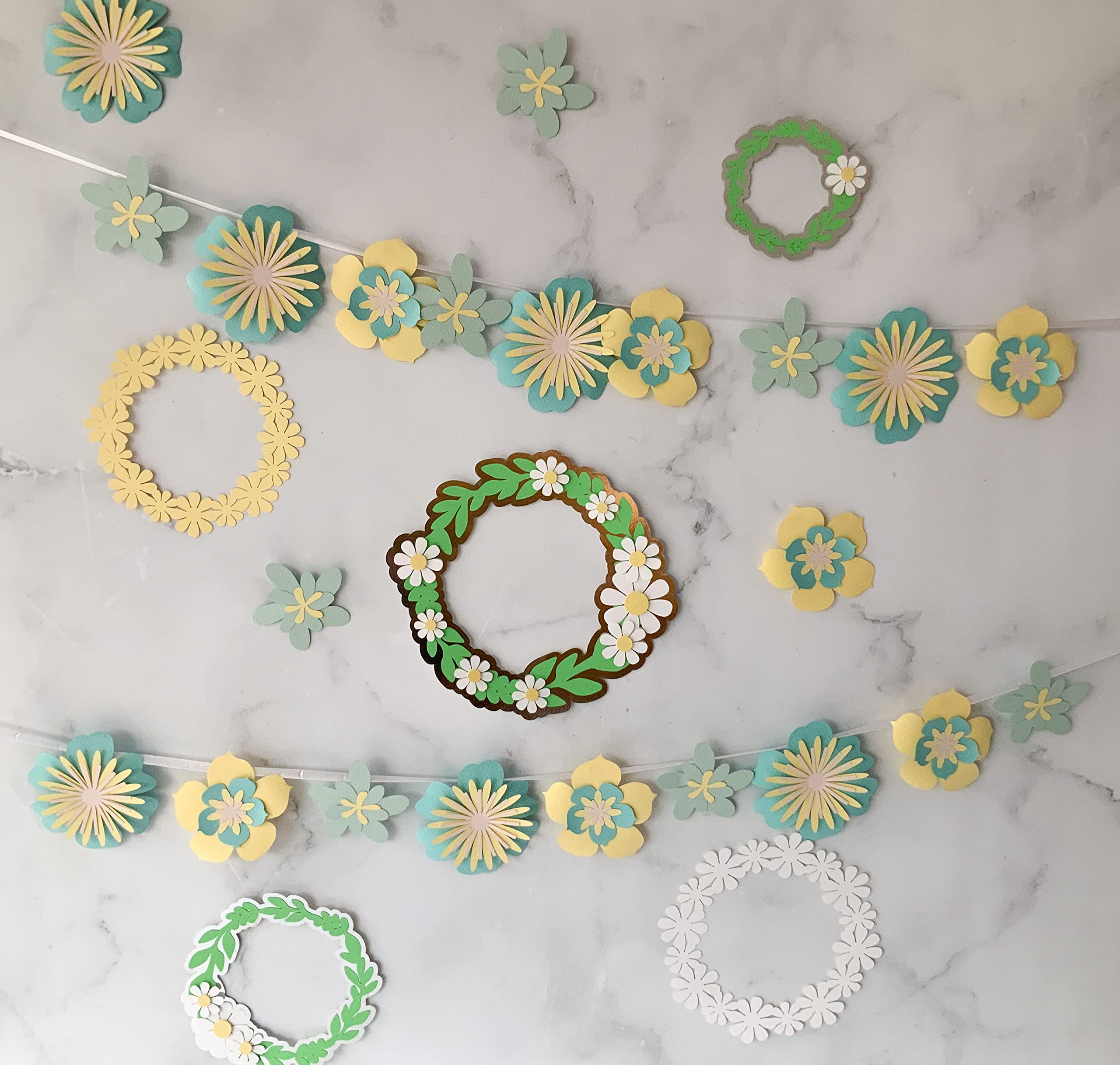 Pinfliers Summer, Flower Theme Birthday Decoration/Girls,Kids,Welcome Home,Baby Shower,Backdrop,Wall/Bunting Flags for Decorations,Banner,Streamers/Ugadi Decor Items/18 Pastel Paper Flowers/60 in 2