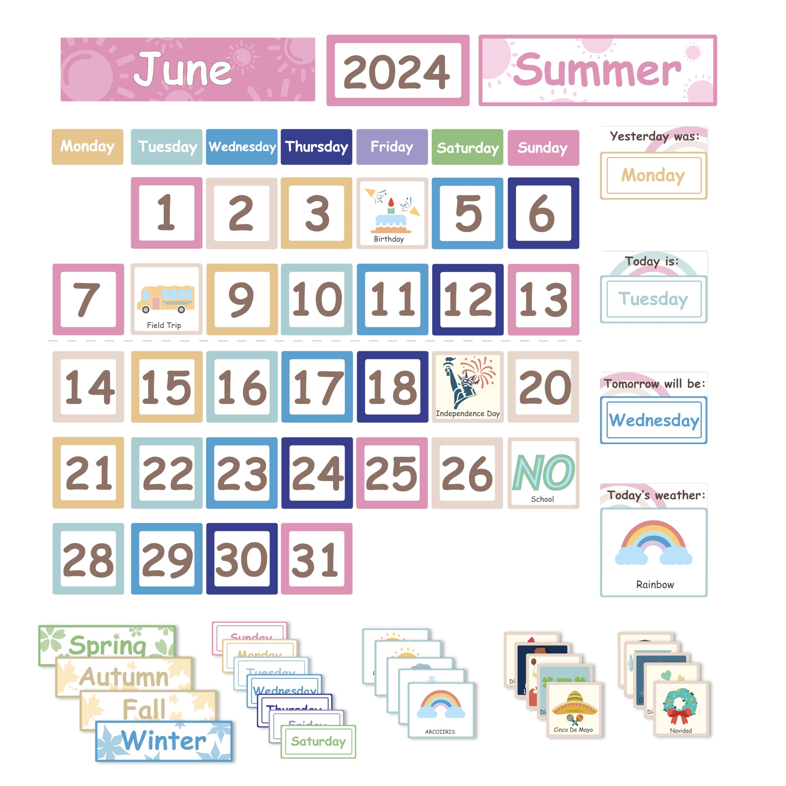 Classroom Calendar Set, Pocket Chart Calendar Cards, Bulletin Board Calendar,Calendar Weather Display,Classroom Decor,Classroom Set Up Posters