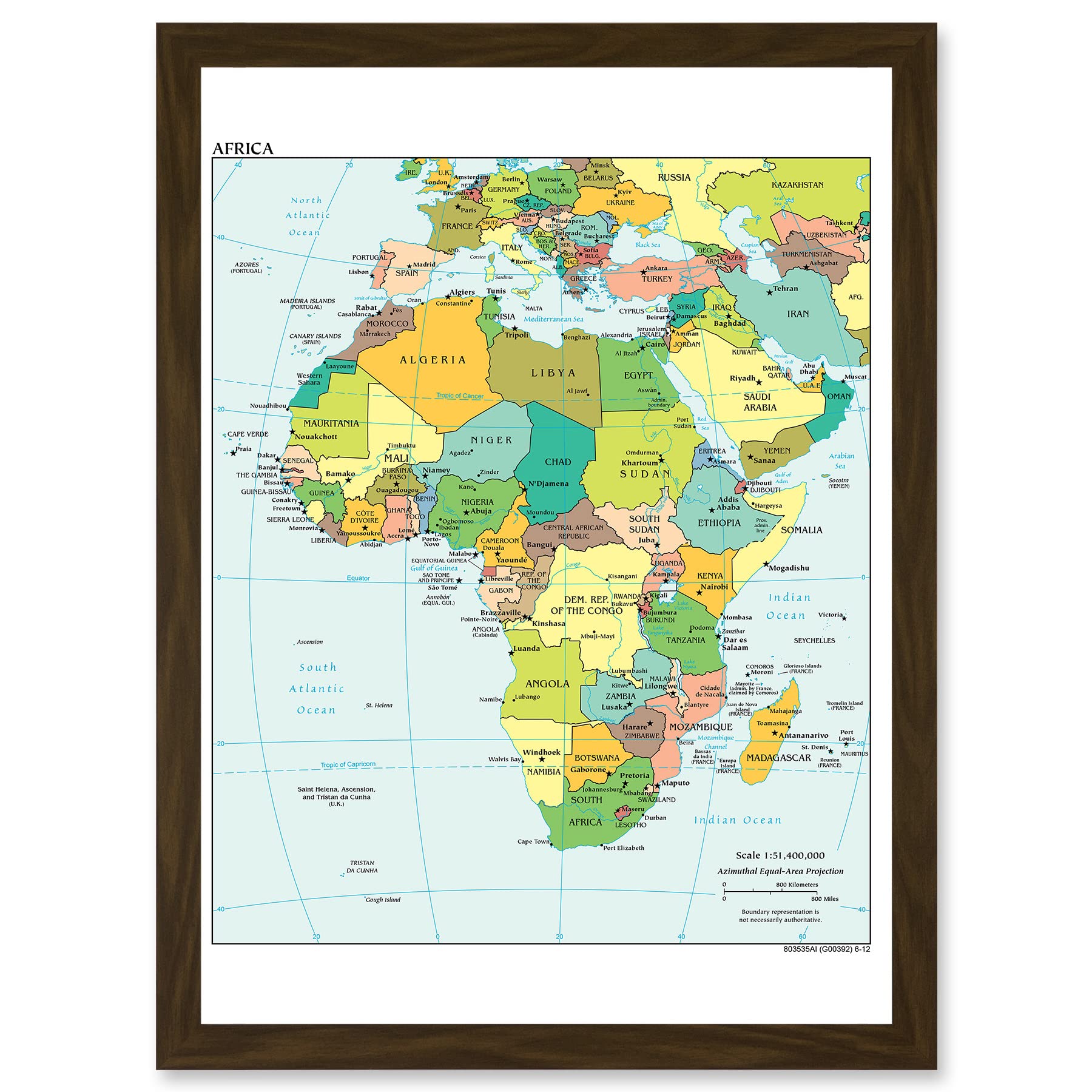 Artery8 Political Map 2012 Africa African Countries Artwork Framed Wall Art Print A4