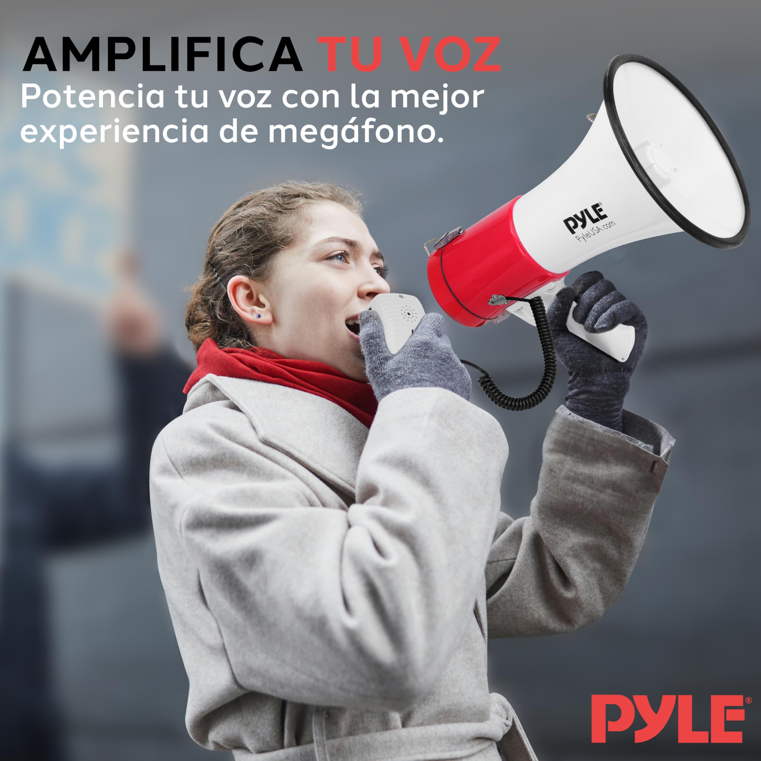 Pyle megafono, Altavoz, Portatil, 50V, Volumen Ajustable, Sirena, Correa para el Hombro, Entrada AUX, Compacto, Ideal para anuncios, Eventos, Deportes y mas — view 6