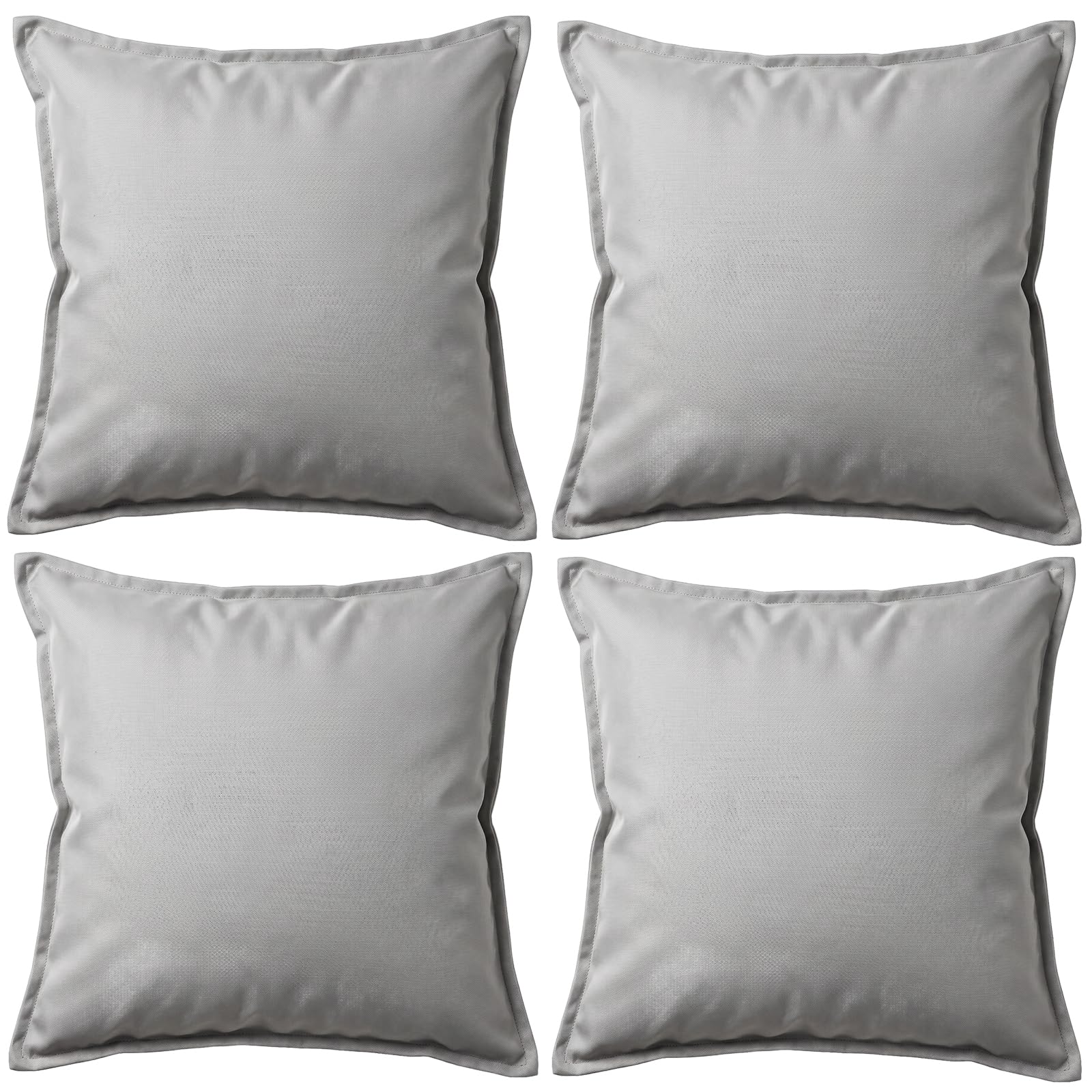 4 Pack Waterproof Outdoor Garden Furniture Seat Cushion 45x45cm Decorative Throw Pillow, Filled Cushion Cushion Covers 18"x18" for Garden Sofa Chair Livingroom Bedroom Patio (Light Grey)