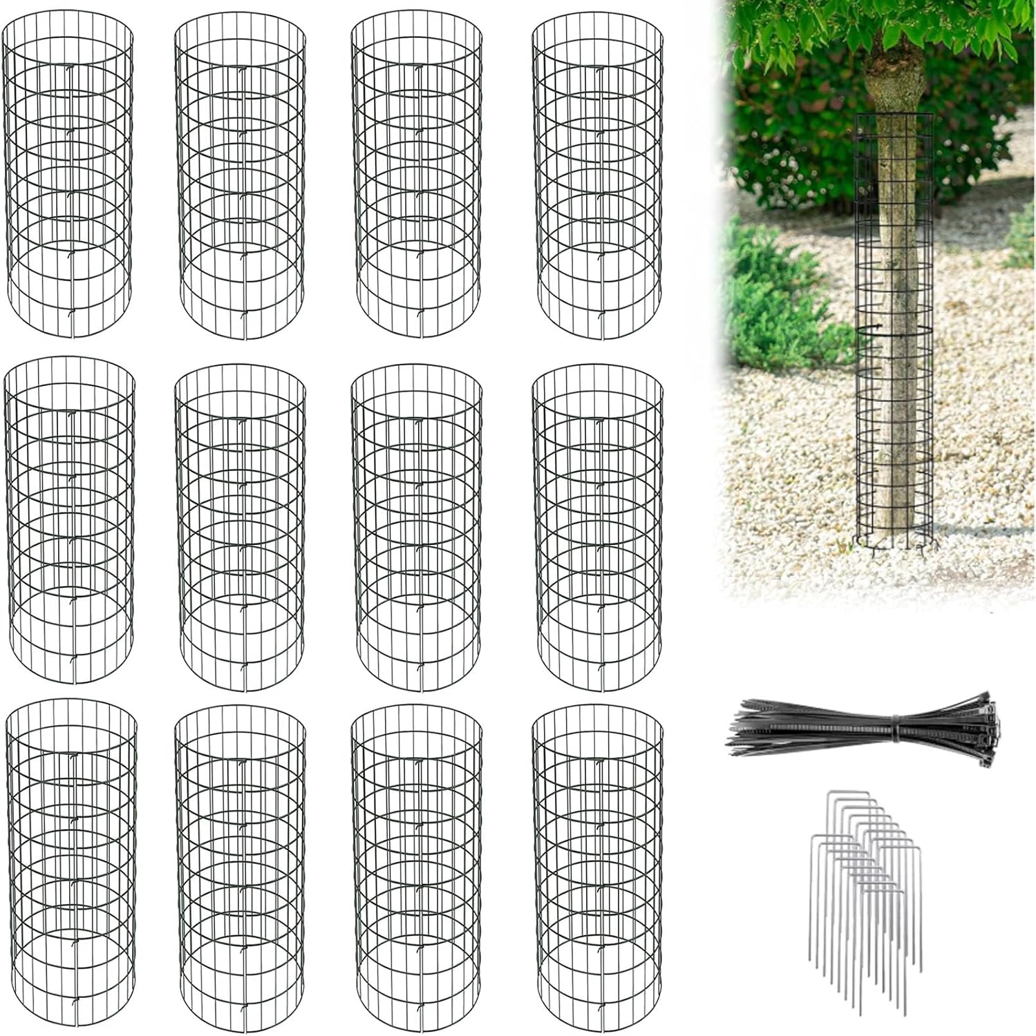 Tree Trunk Protectors, 16.6" Metal Mesh Tree Bark Protector Expandable Tree Protectors Trunk Guards, Mesh Tree Bark Protector for Preventing Tree Trunk from Trimmers Mowers Rodents (6)