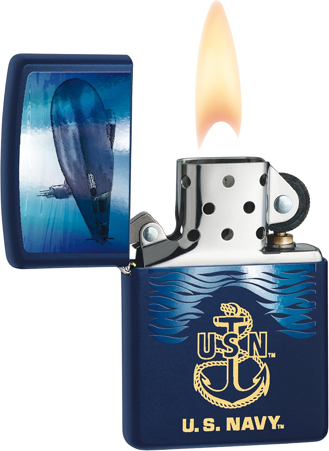 Zippo "Navy Submarine" Navy Blue Color Lighter Anchor