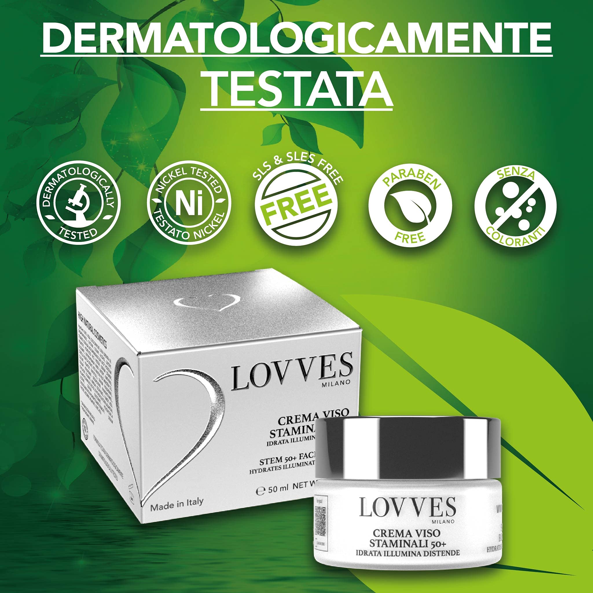 Crema Facial Células Madre 50+, Alta Cosmética Natural, Crema Facial Antiarrugas, Antiedad para Piel Madura, Hidratante, para el Día y la Noche, Formato Tarro Cristal 50 ml