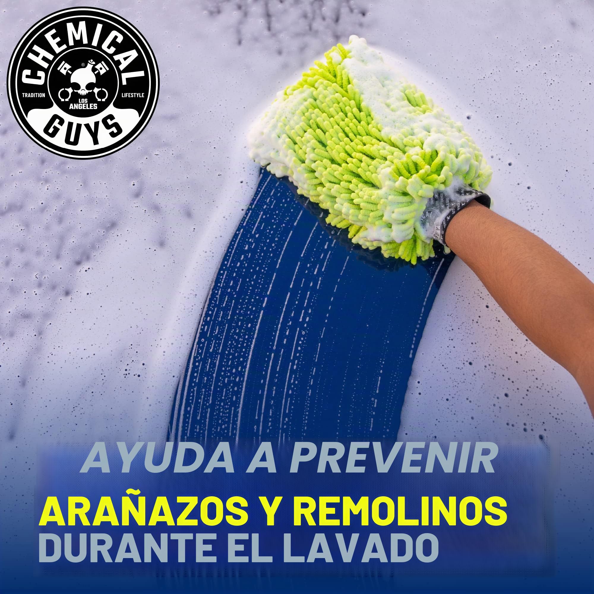 Chemical Guys Manopla de Lavado de Microfibra de Chenilla prémium antiarañazos, Color Verde (Paquete de 2)