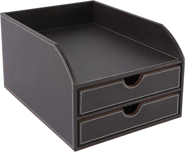 Osco Faux Leather 2 Tier Sorter with Letter Tray - Brown BPU2TPX