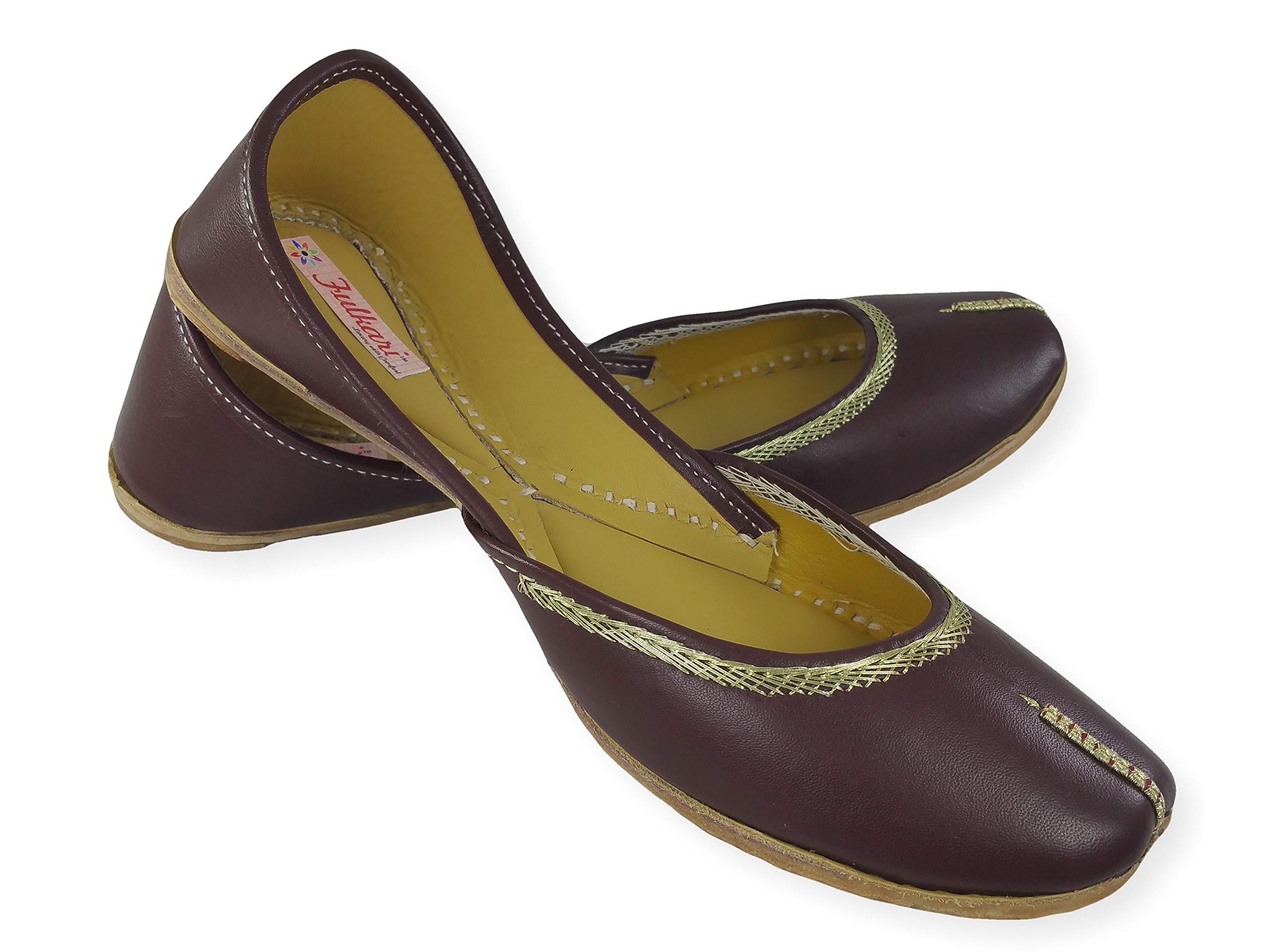 FulkariWomen's Nappa Soft Genuine Leather Juttis | Bite and Pinch Free Jutis | Punjabi Jutti For Ladies | Casual Flat Stylish Mojari | Ethnic Flats For Girls |