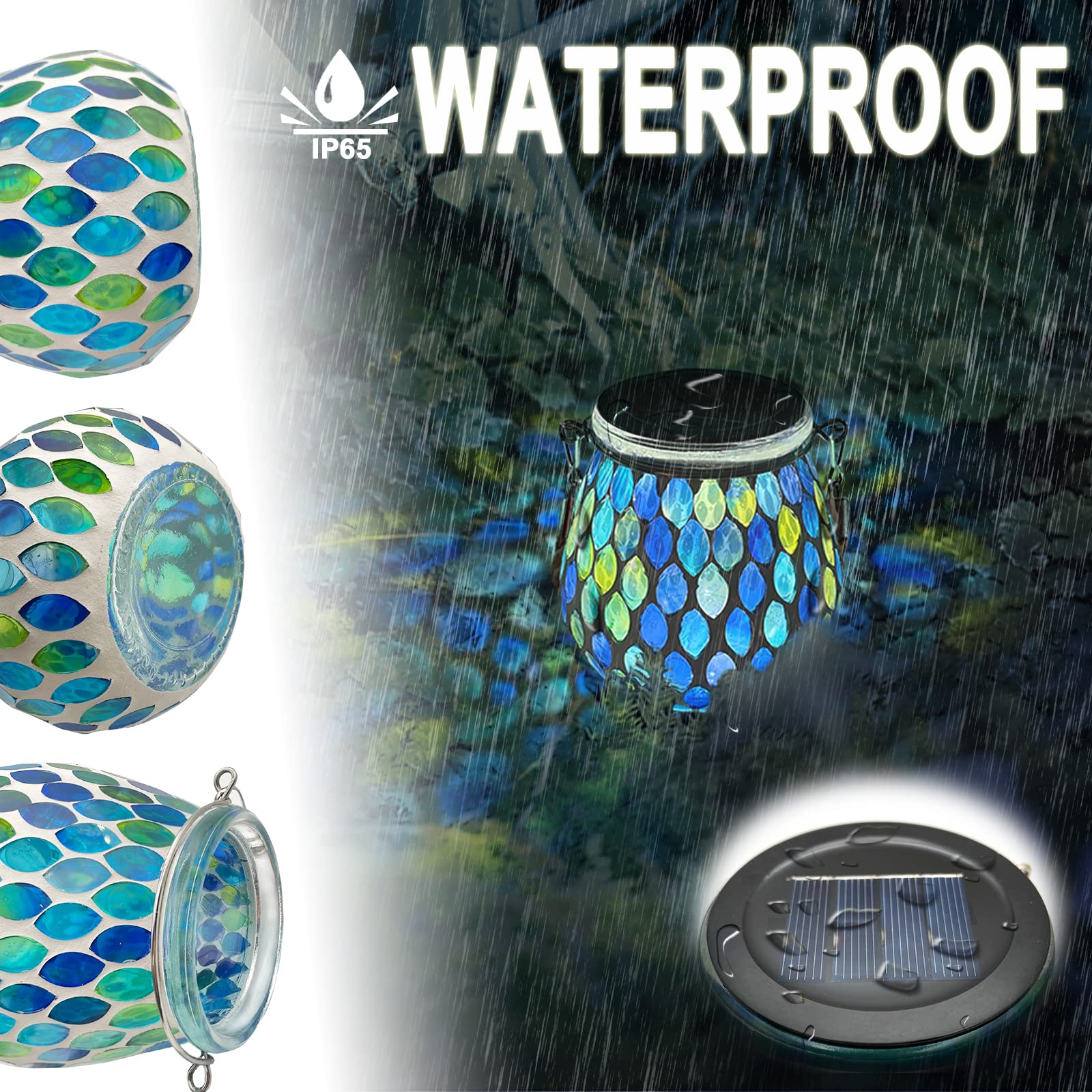 TOTHDATE 2PCS Oval Mosaic Solar Lights Outdoor Garden - Image 4