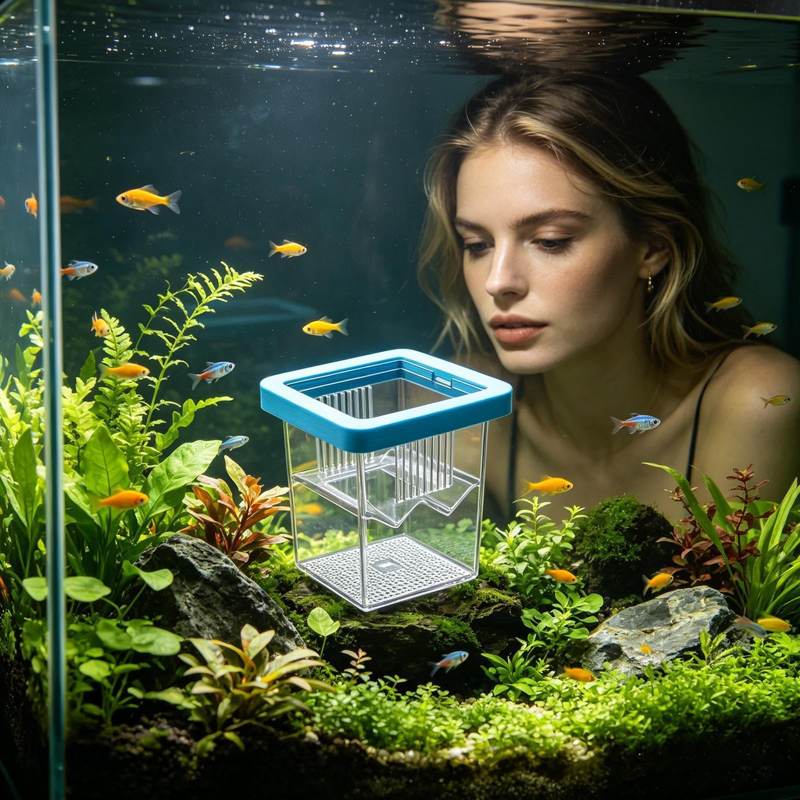 de Cría para Acuario,Incubadora Flotante pequeña acrílica para eclosión,Criadero de Peces - para Incubación Cuarentena Criadero Guppy Camarón Tortuga Agua Marina Hogar Oficina