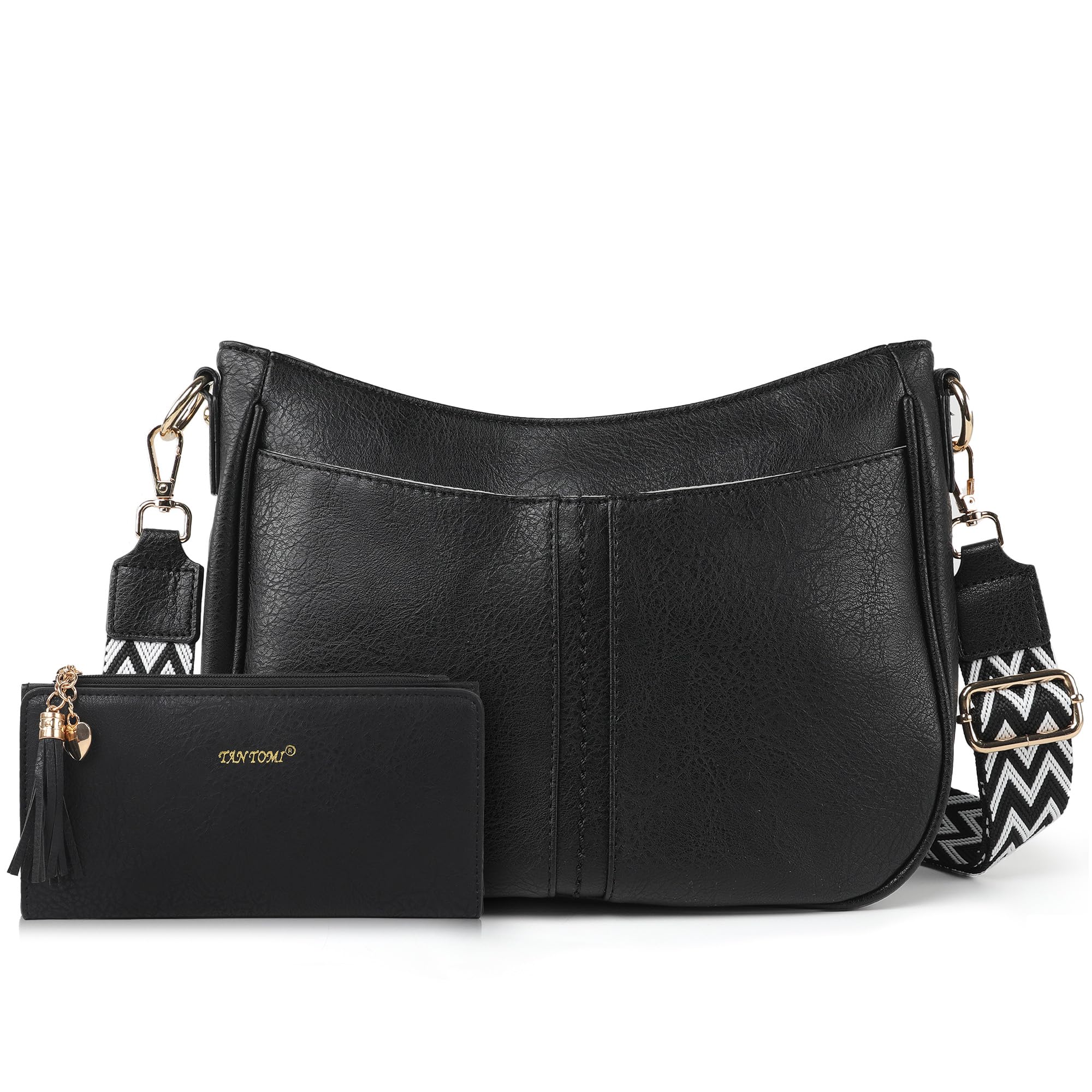 TANTOMI Crossbody Bags for Women Crossbody Purses and Wallet Vegan Leather Women's Shoulder Handbag for Everyday 2 PCS Set