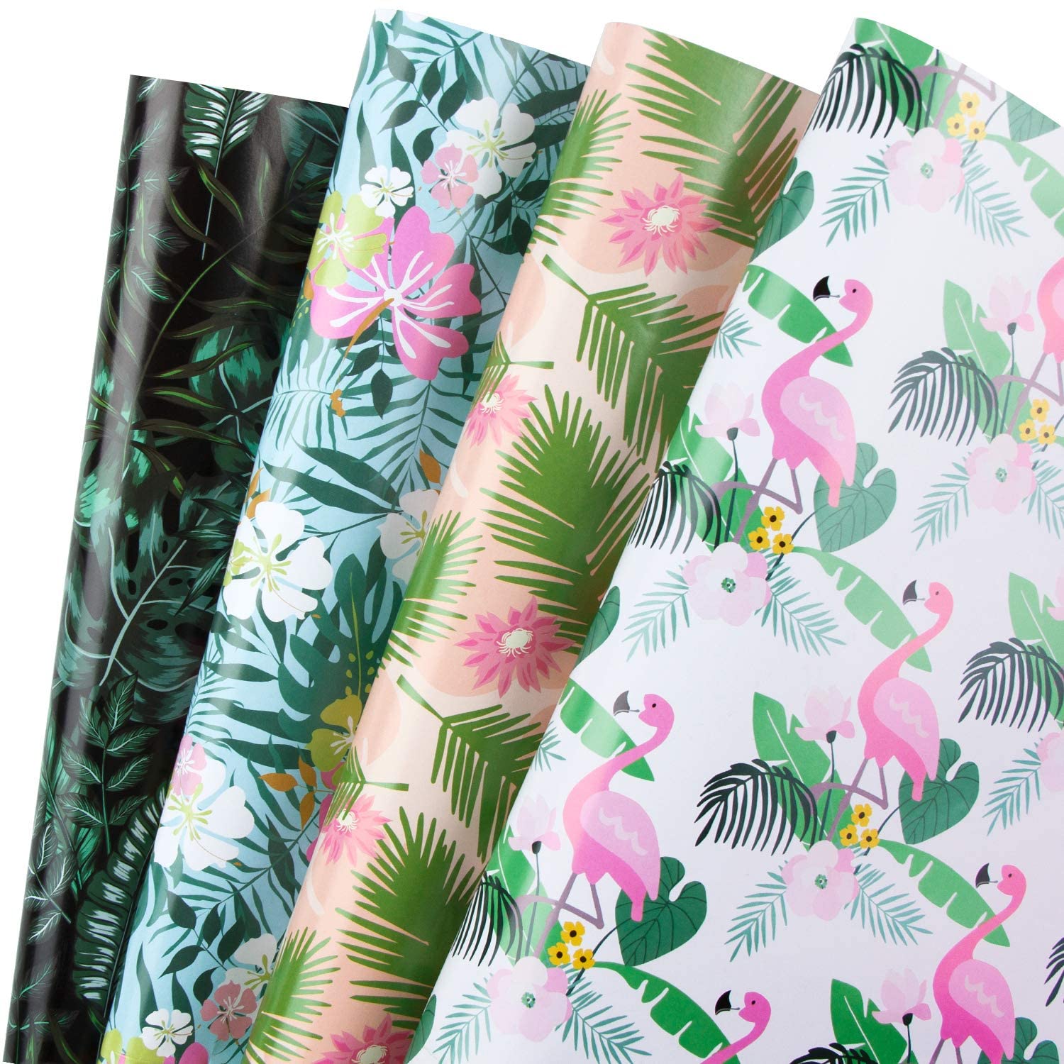 Wrapping Paper Sheets - KASTWAVE Gift Wrapping Paper, Tropical Rainforest Theme Perfect for Holiday,Birthday,Congrats, Party, Baby Shower - 4 Folded Sheets - 20 inch X 30 inch