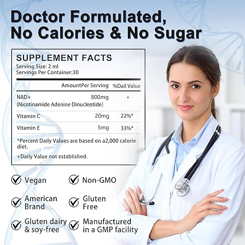 Miniatura 6 de NAD liposomal 800 mg, gotas de suplemento de NAD - alternativa de NMN o ribósido de nicotinamida - Longevidad apoyar, metabolismo y vitalidad de