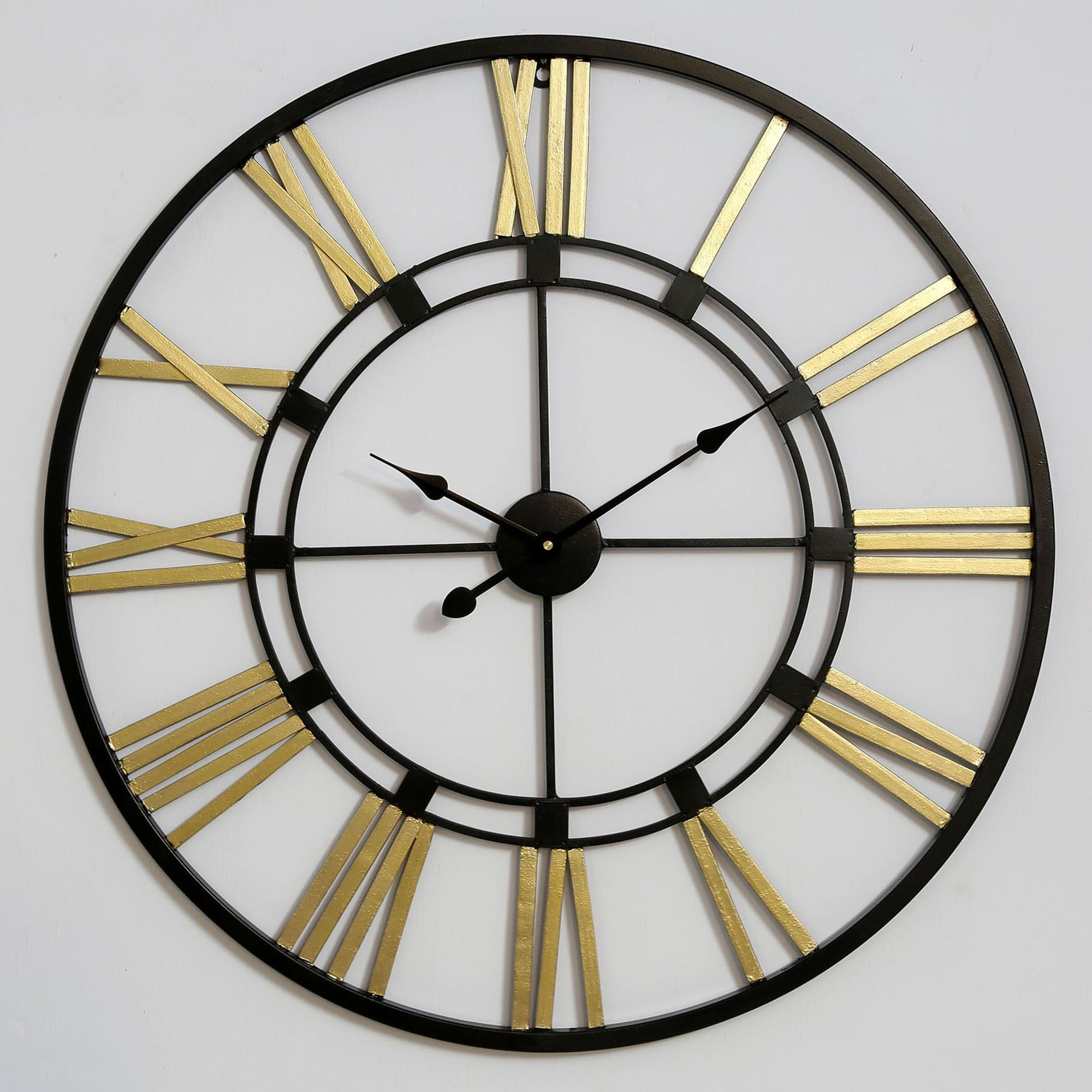 Decorlives 40 inch Black and Gold Color Live Huge Roman Wall Clock Handmade Wall Sculpture Art