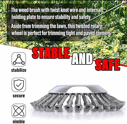 Miniatura 6 de Cortador de cepillo de alambre de acero giratorio de 8 pulgadas, cortador de cuchillas de malezas con kit de adaptador compatible con Stihl,
