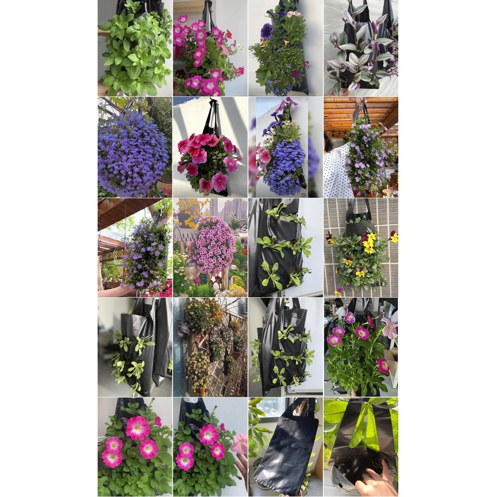 Bolsas de cultivo colgantes para cultivar flores, fresas, tomates, verduras - Bolsas verticales para zanahorias y papas - Perfecto para uso en jardín al aire libre