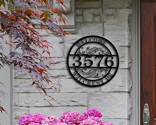 Miniatura 3 de Letrero de dirección de número de casa personalizado para casas, letrero para exteriores, placa de dirección de metal personalizada para exteriores,