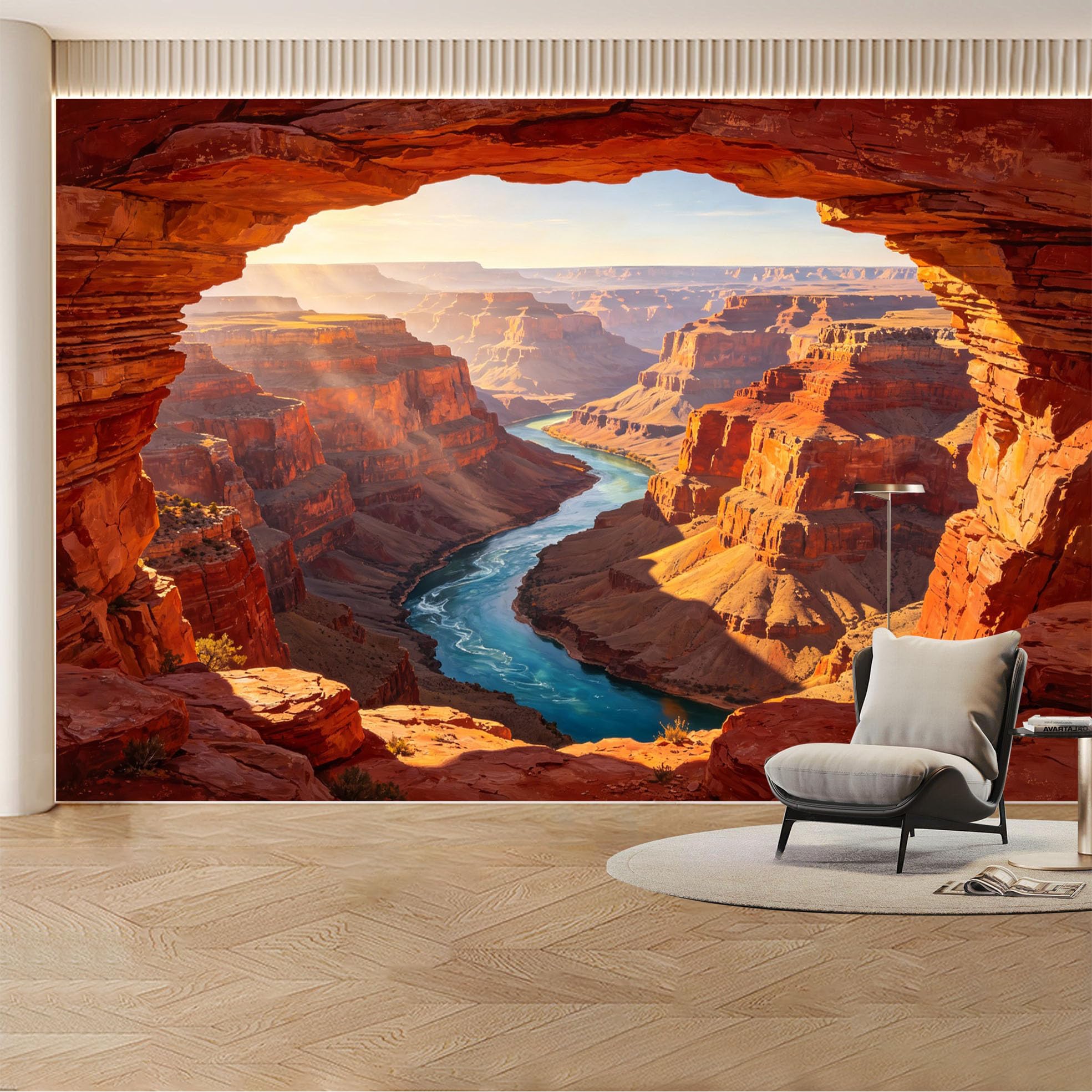 Kayorowalls Bh20260620045 Custom Wall Mural Wallpaper Canyon River Landscape Nature 3D Effect Large Wall Art For Living Room， Bedroom， Office