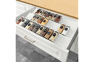 Famhap 6-Tier Expandable White Spice Drawer Organizer