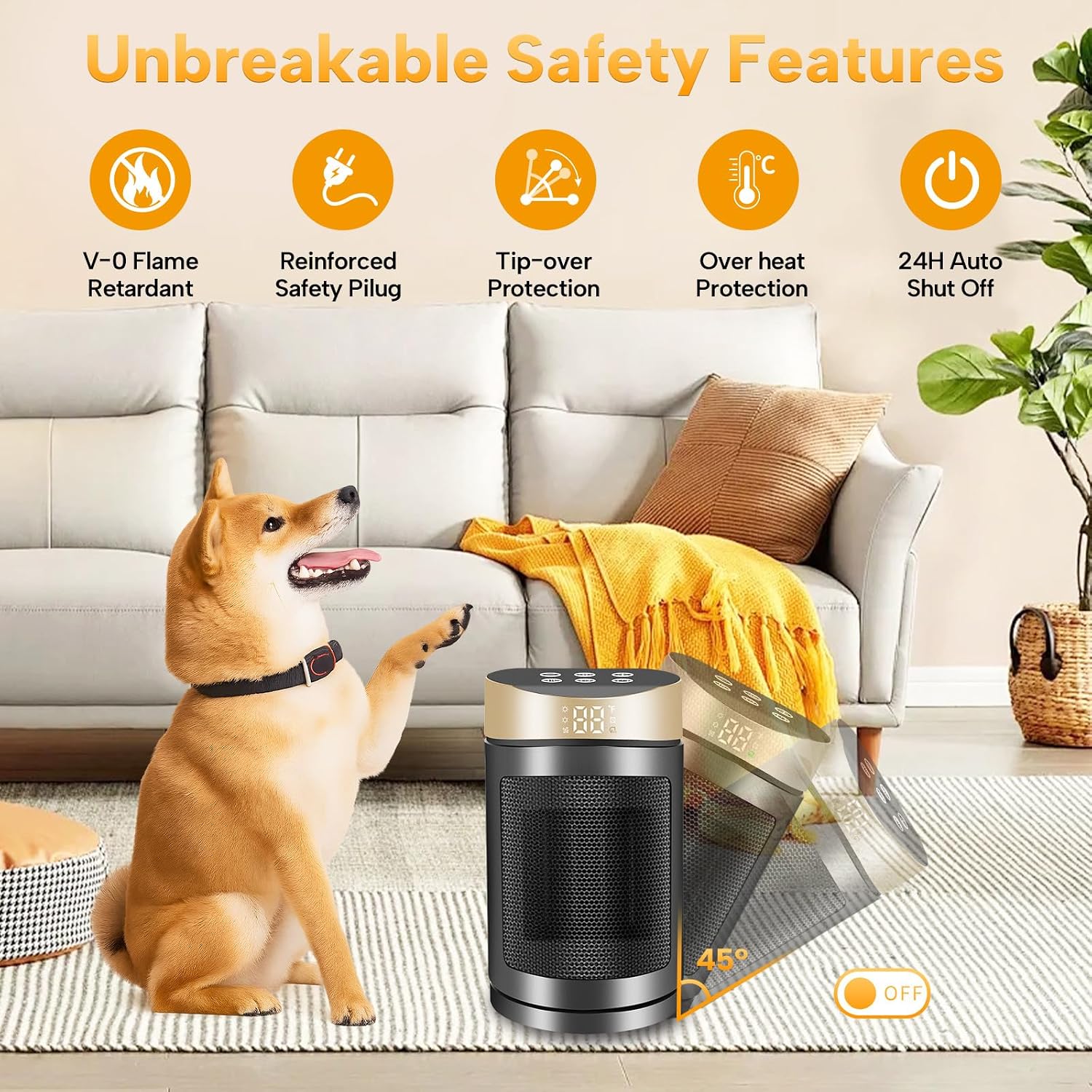 Wall Space Heater for Indoor Use, Bedrooms, Offices, Heats Space up to 600 sq. ft