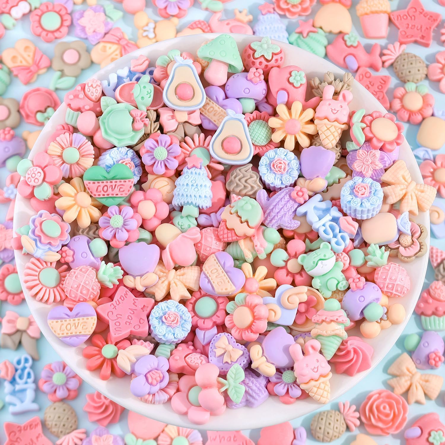 100PCS TINKRSTUFF Macaroon Flower Slime Charms Cute Flatback Resin Charms For Slime, Kawaii Random Decoden Charm for Embellishments Phone Junk Case Charms Bulk,Hairpins Scrapbooking Crafting DIY Decor - Image 4