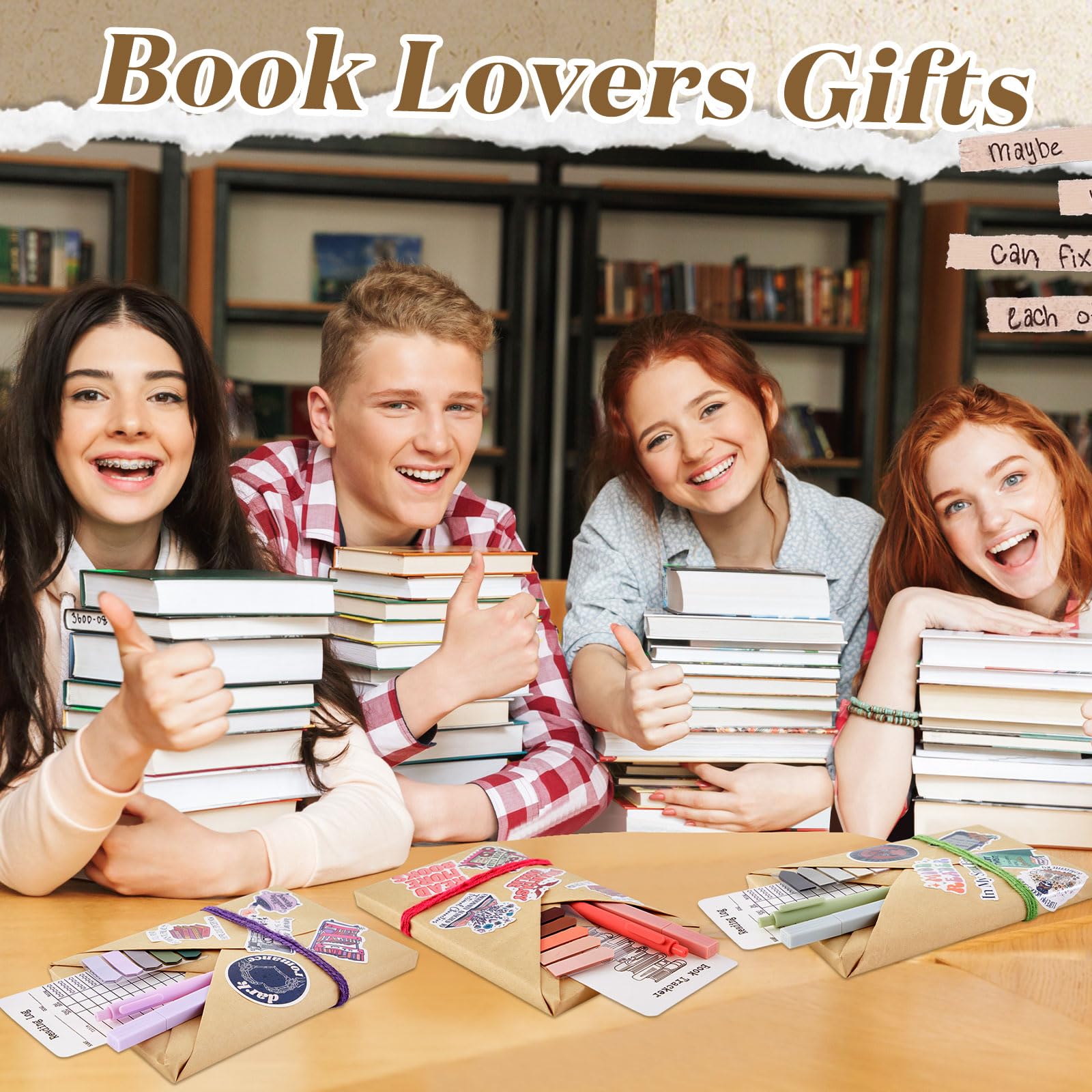 6er-Set Blind Date mit Buch-Geschenk-Box, enthält Romantik-Buch-Aufkleber, Kraftpapier, Kugelschreiber, Textmarker und mehr, Geschenk für Buch, Bibliothekar, Leser, Liebhaber, Club, Damen