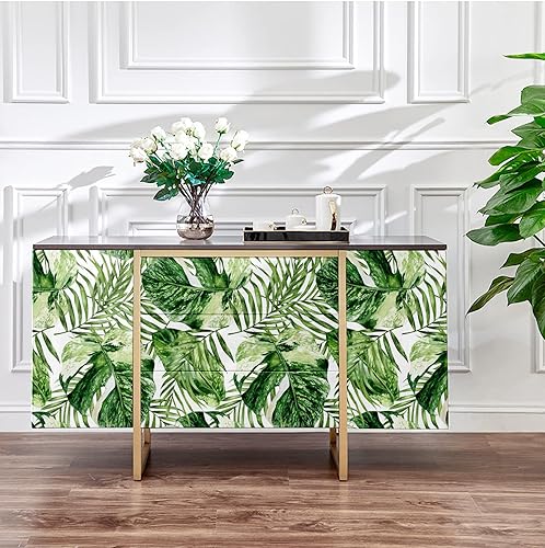 Miniatura 6 de Blooming Wall DPYA27 - Papel tapiz removible de hojas de Monstera de color verde y blanco fresco, autoadhesivo, extraíble, decoración de pared