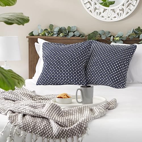 Miniatura 61 de DII Colección de fundas de almohada, algodón reciclado, cremallera oculta, 18x18, rayas cambray, azul brillante, 2 piezas