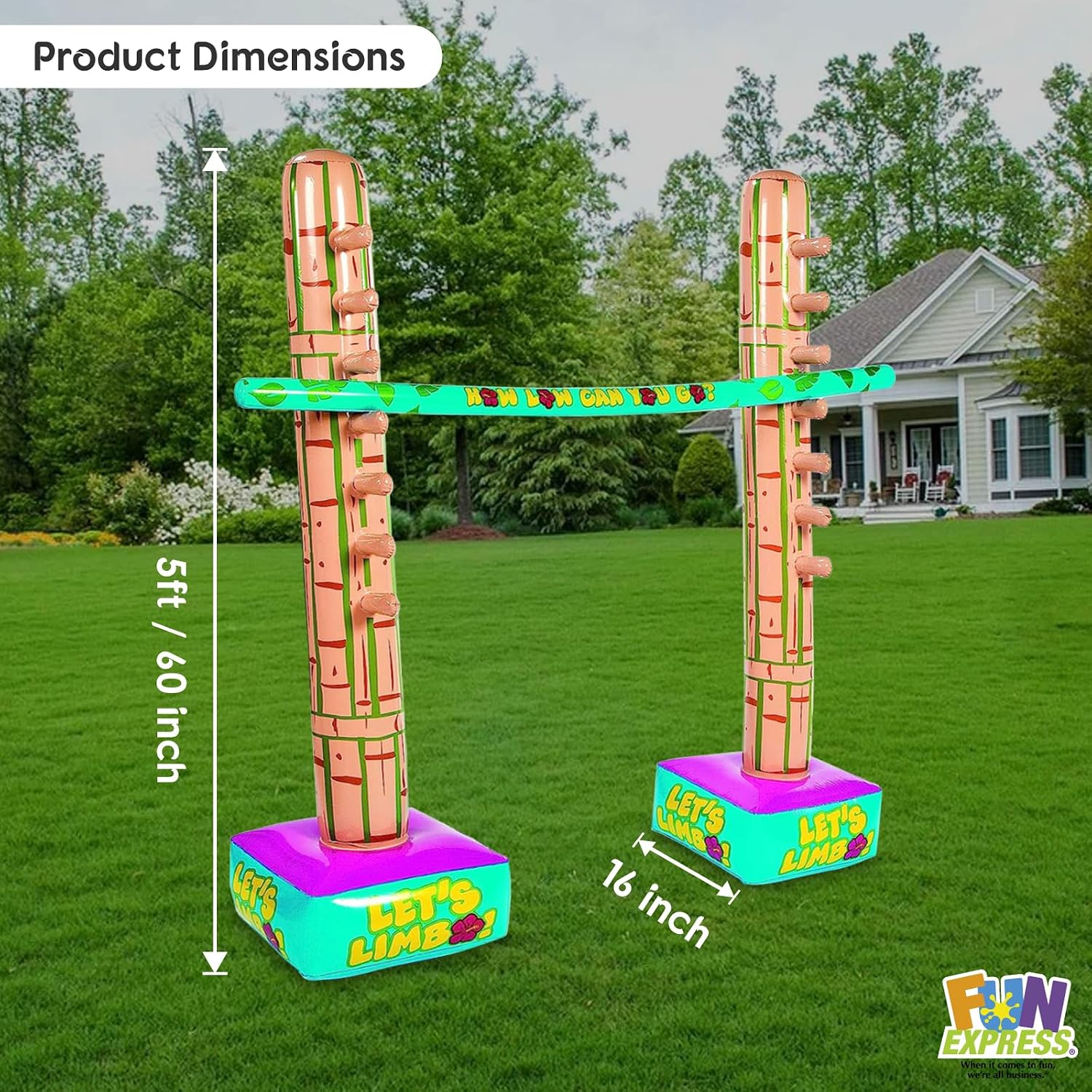 Fun Express Limbo Game for Adults - Endless Entertainment with Luau Games for Kids - Boost Coordination and Balance, Enhances Motor Skills and Convenient for Travel, Beach Vacations (3 Piece Set)