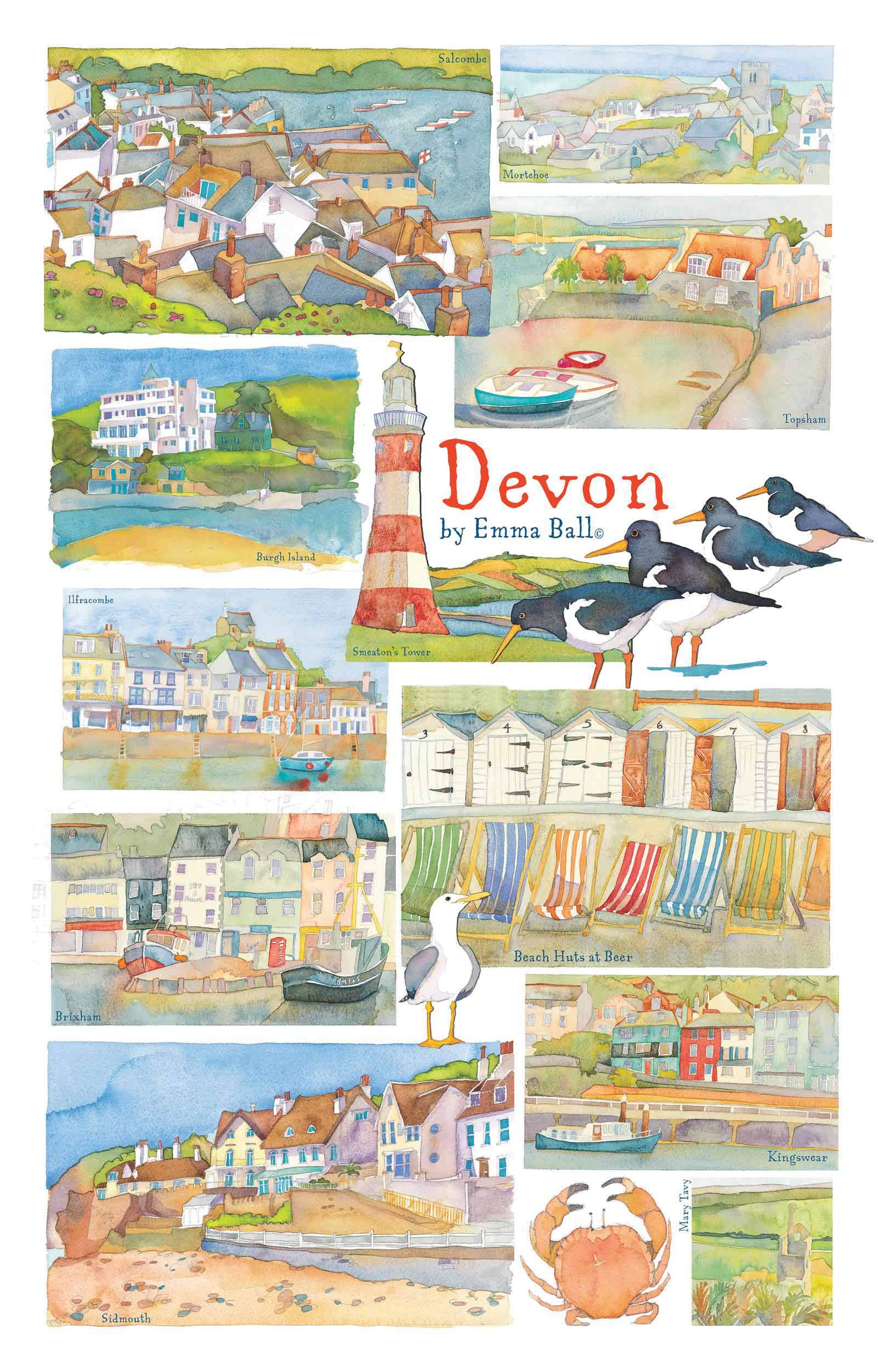 Emma Ball, Devon Tea Towel, Multicolor - Image 2