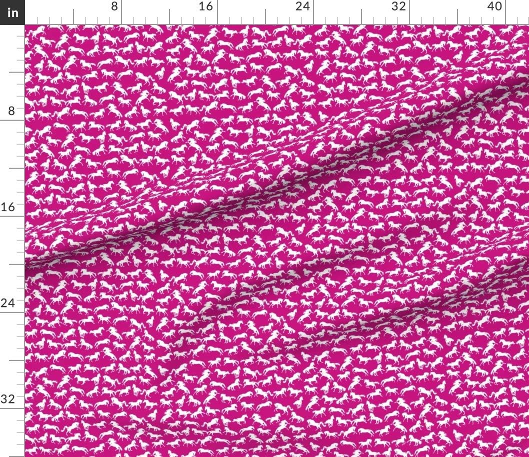 Spoonflower Fabric - Horses Pink Equestrian Ponies Printed on Petal Signature Cotton Fabric by The Yard - Sewing Quilting Apparel Crafts Decor