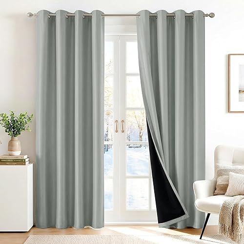 Miniatura 37 de Deconovo - Cortinas opacas 100% con forro, aisladas térmicamente, con reducción de ruido, certificadas por Oeko-TEX, con ojales en la parte Gris