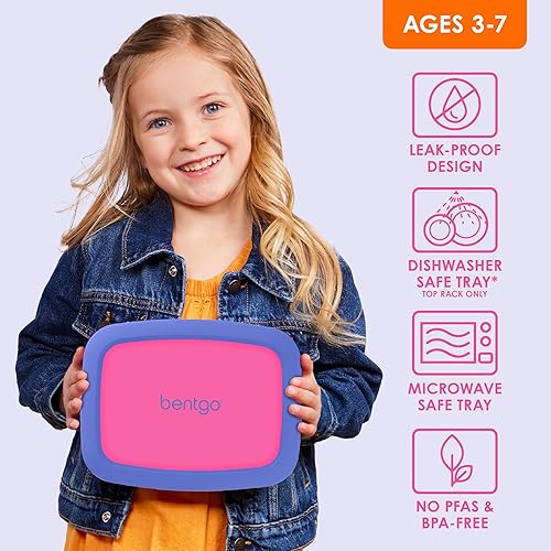 Miniatura 3 de Bentgo Kids Brights Fiambrera infantil a prueba de fugas, 5 compartimentos, estilo bento, tamaño de porción ideal para edades de 3 a 7 años, libre