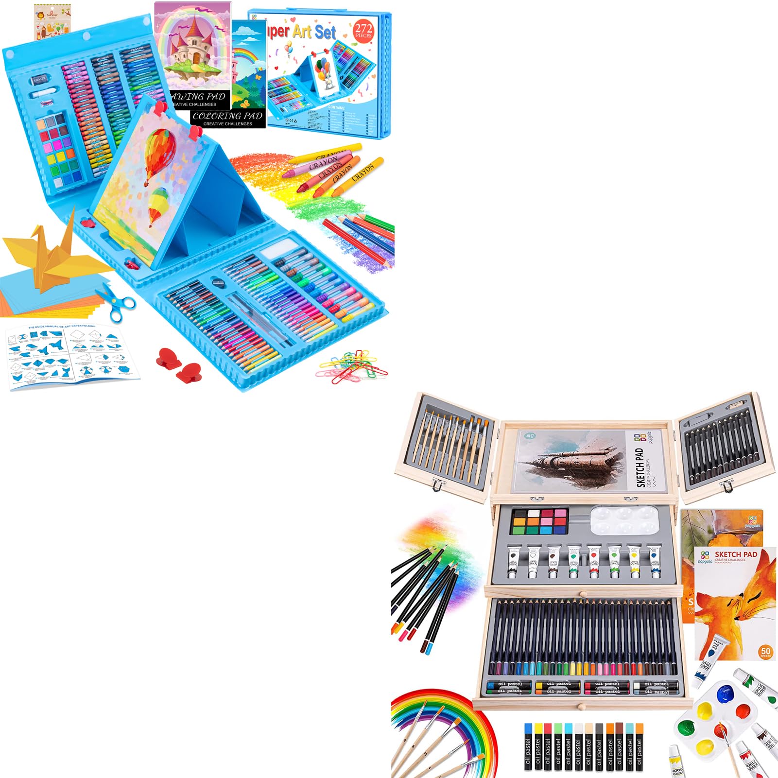 272 Pack Drawing Art Kit & 84-Pack Wooden Art Set