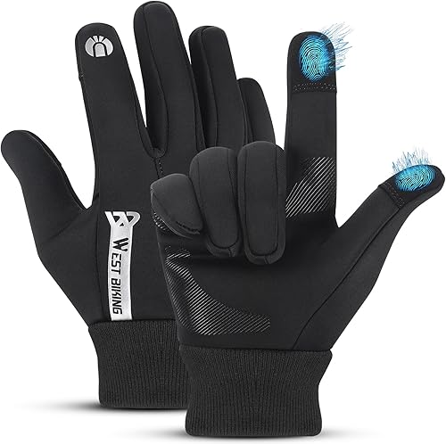 West Biking Guantes de invierno para niños y niñas, para pantalla táctil, resistentes al viento, térmicos, antideslizantes, para deportes, para