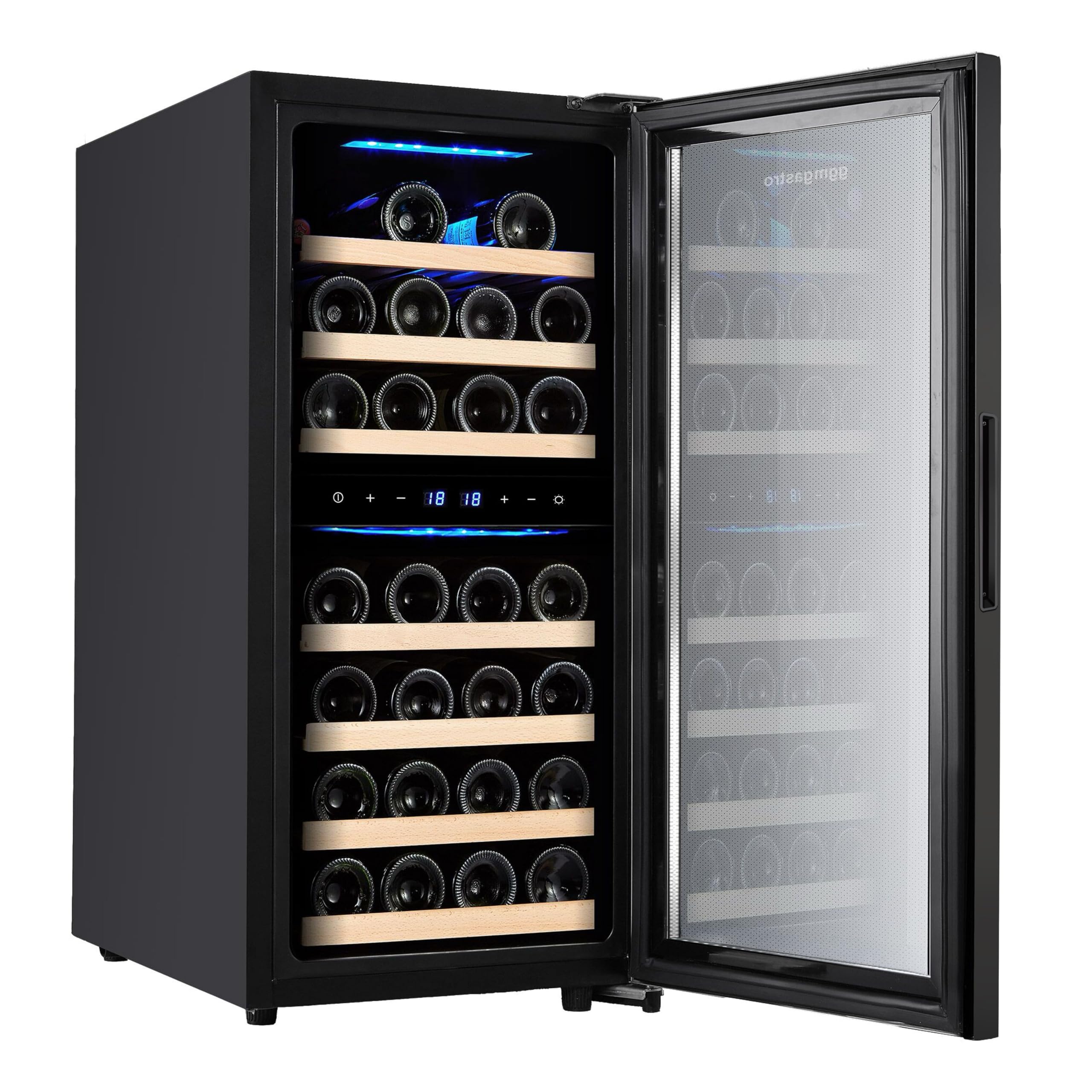 GGM Gastro Weinkühlschrank 100 L, 2 Zonen, 33 Flaschen, 39,5x58x84 cm | Präzise digitale Steuerung, edles Design mit LED-Beleuchtung, abschließbare Sicherheit, pflegeleichte Oberflächen