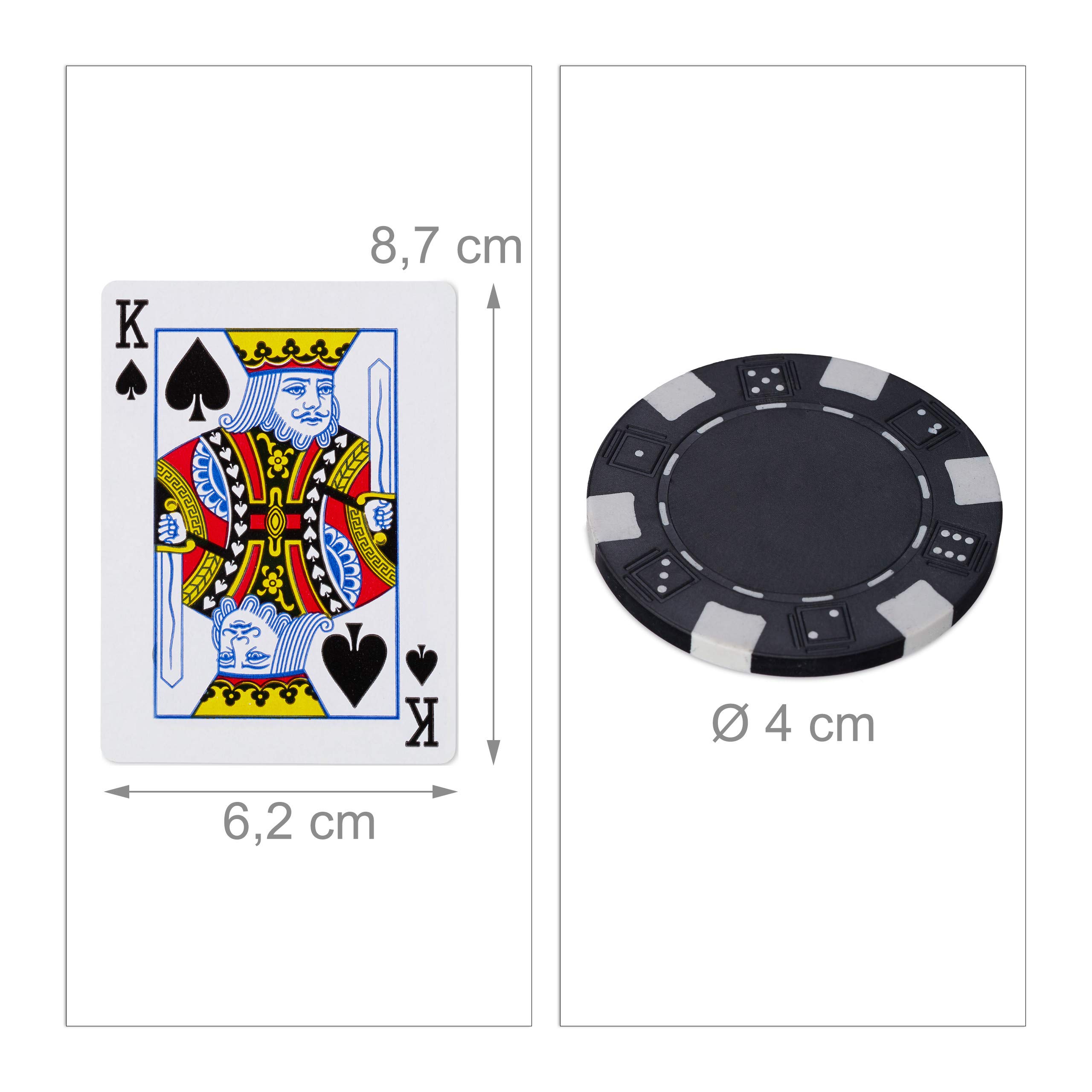 Relaxdays Valigetta Poker Alluminio Nero 300 Chip Laser 2 Mazzi Carte 5 Dadi Richiudibile Portatile