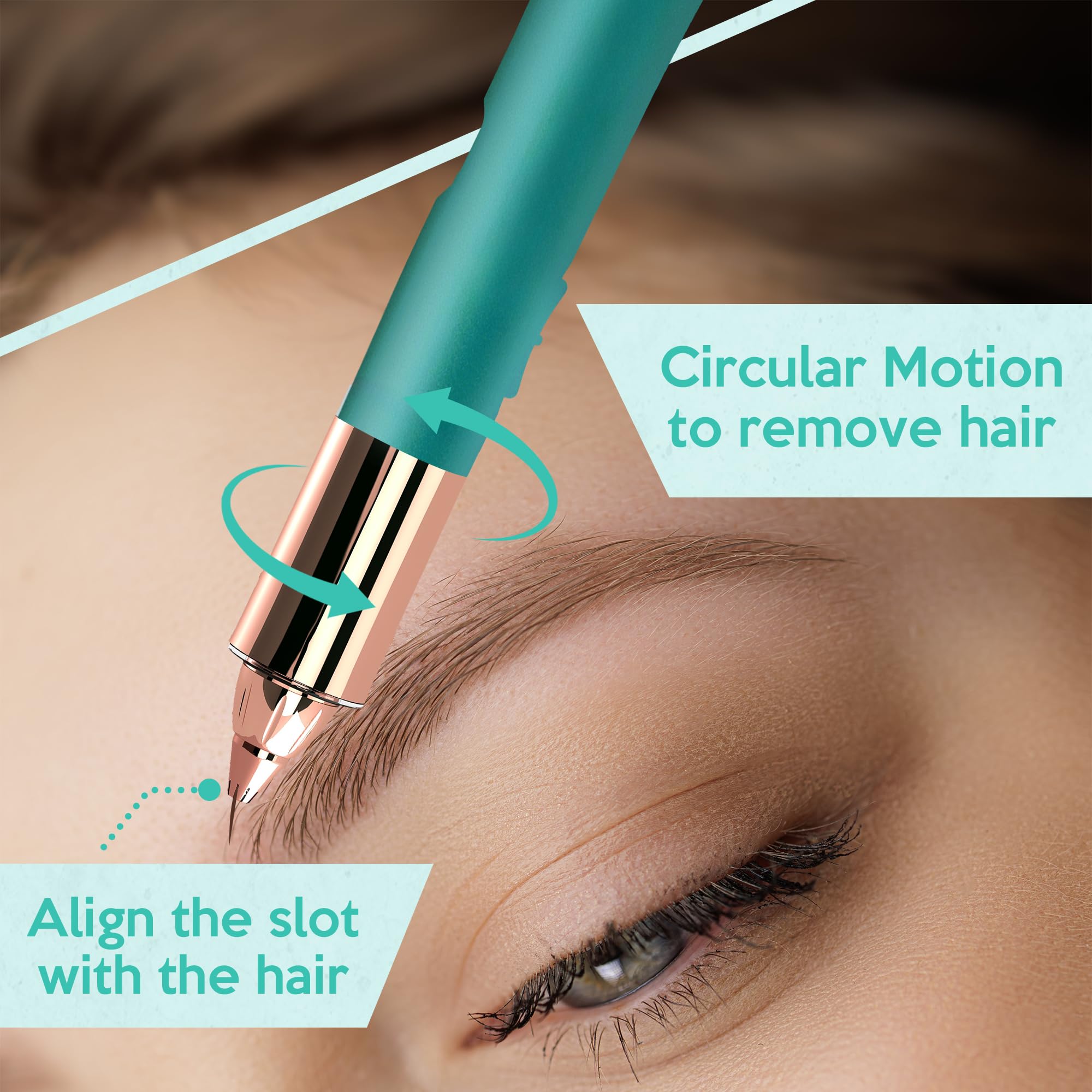 Removedor de cejas y vello facial 2 en 1 para mujeres, afeitadora eléctrica sin dolor, con chapado en oro de 18 quilates, recargable por USB, LED de 360° para depilación impecable de cejas y