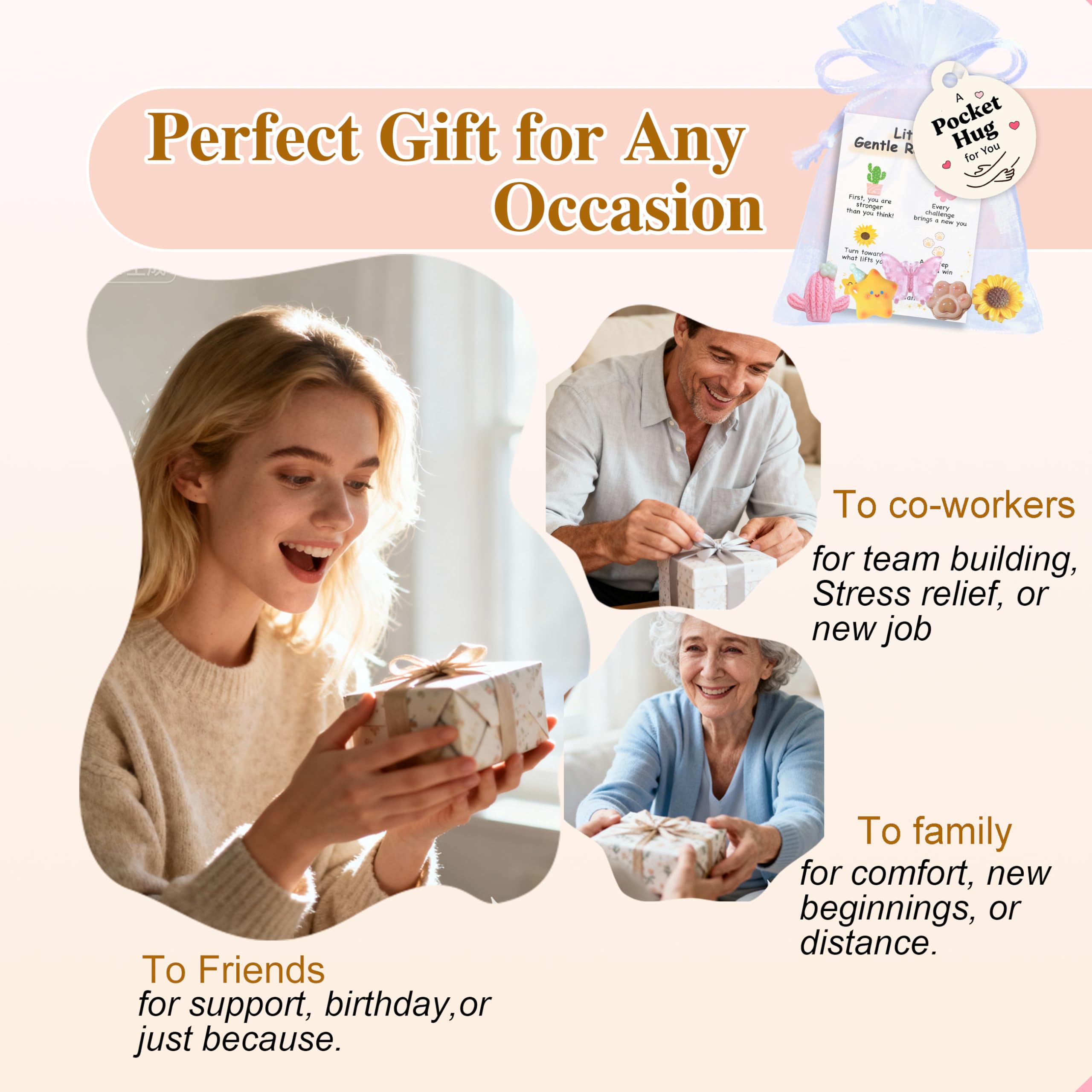 10 Sets Inspirational Card Gifts with Positive Affirmation Card & 5 Resin Figurines, Daily Mindfulness & Encouragement Gifts for Women, Friends, Birthday & Thanksgiving (10, Gentle reminder)