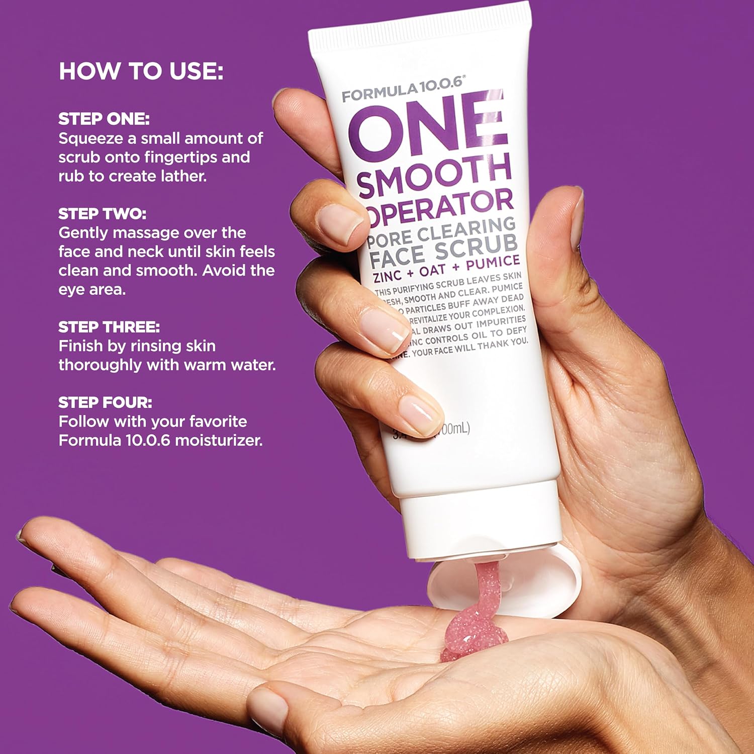 Formula 10.0.6 One Smooth Operator (3.4 Fl. Oz.) Pore Clearing Face Scrub that Leaves Skin Fresh, Smooth & Clear -Vegan, Paraben-Free & Cruelty-Free