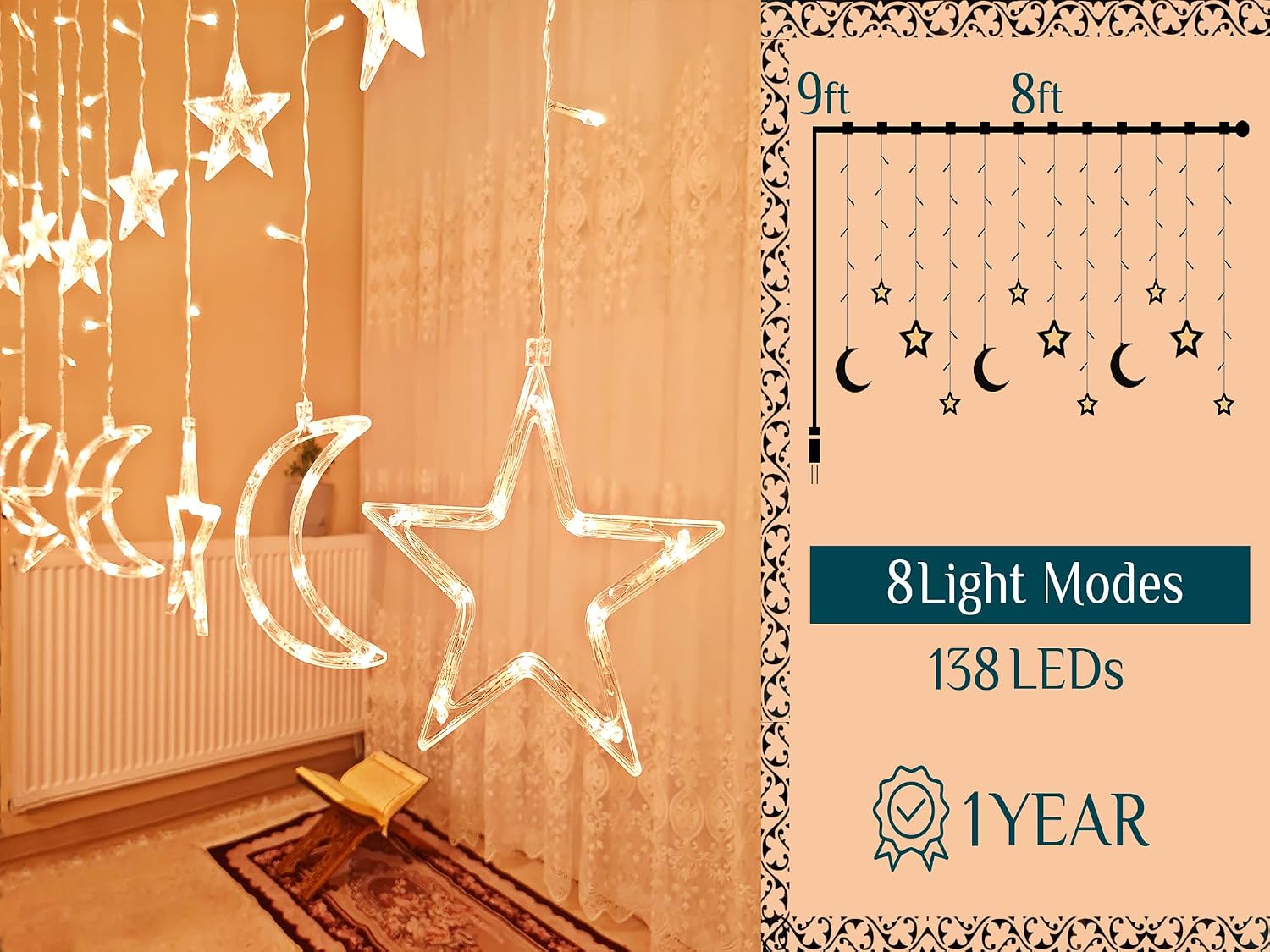 OLEEK Ramadan Decorations Set (Ramadan Lights - Ramadan Banner -Eid Mubarak Banner - Ramadan Balloons Pack)- Ramadan Decorations for Home 2023 Eid & Ramadan Decoration for Wall Decor