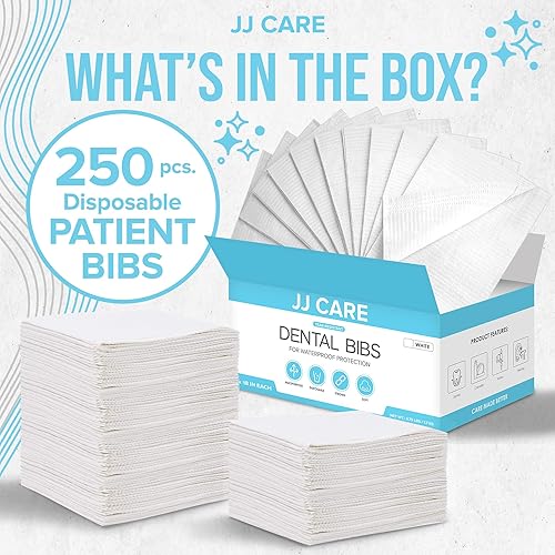 Miniatura 8 de JJ CARE Baberos dentales Paquete de 250 baberos dentales blancos de 13 x 18 pulgadas, baberos dentales impermeables de 3 capas, baberos dentales
