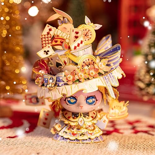 Miniatura 3 de MU Rompecabezas de metal 3D para adultos, figura de Alicia, gato de dibujos animados, kits de modelo de palacio de elfos, edificio en miniatura,