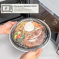 Vista 4 de OEC Tapa para evitar salpicaduras de microondas de vidrio templado de peso ligero - 12.7 pulgadas - Resistente al calor e impacto, tapa de vidrio