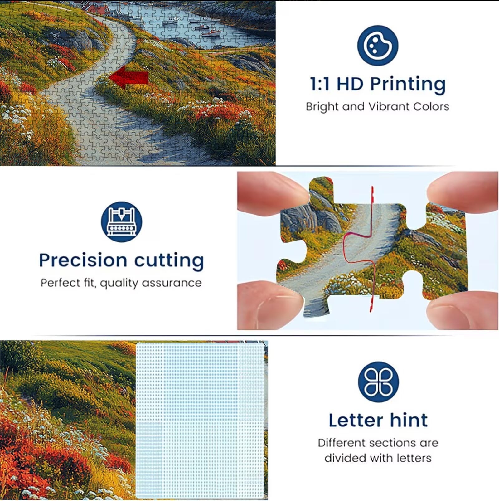 Puzzle 5000 Teile, Puzzle 5000 Teile Erwachsene Häuser Kleiner Pfad Muster, Holzpuzzle DIY Set Erwachsene, Dickes Material & Perfekte Verzahnung, Reflexionsfreie Oberfläche, Puzzlespiele W3H-845
