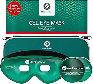 Medi Grade Antifaz de Gel Frio – Máscara de Gel para Olhos Reutilizável, 2 Protetores de Olhos para Bolsas e Olheiras, 1 Tecido de Licra, 1 Necessaire – Relaxe em Casa com Nosso Antifaz Relaxante