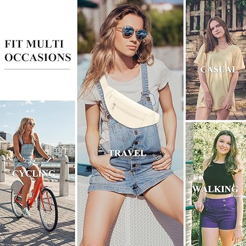 Miniatura 7 de MAXTOP - Cangurera cruzada grande con 4 bolsillos con cremallera, ideal para eventos deportivos, festivales, entrenamiento, viajes, correr y uso