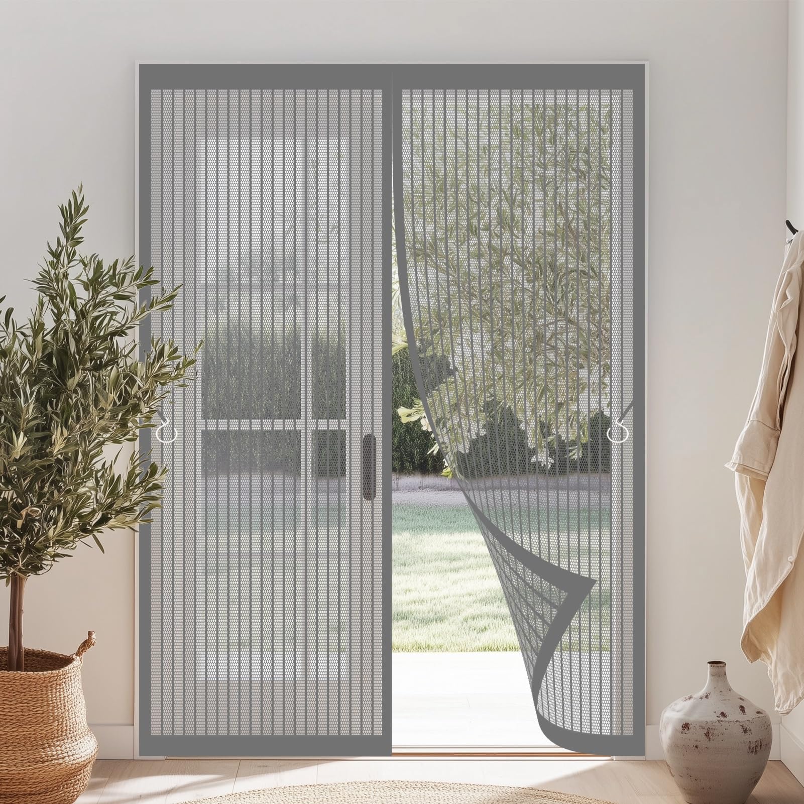 Moustiquaire pour baie vitrée 110x219 cm couleur gris ajustable
