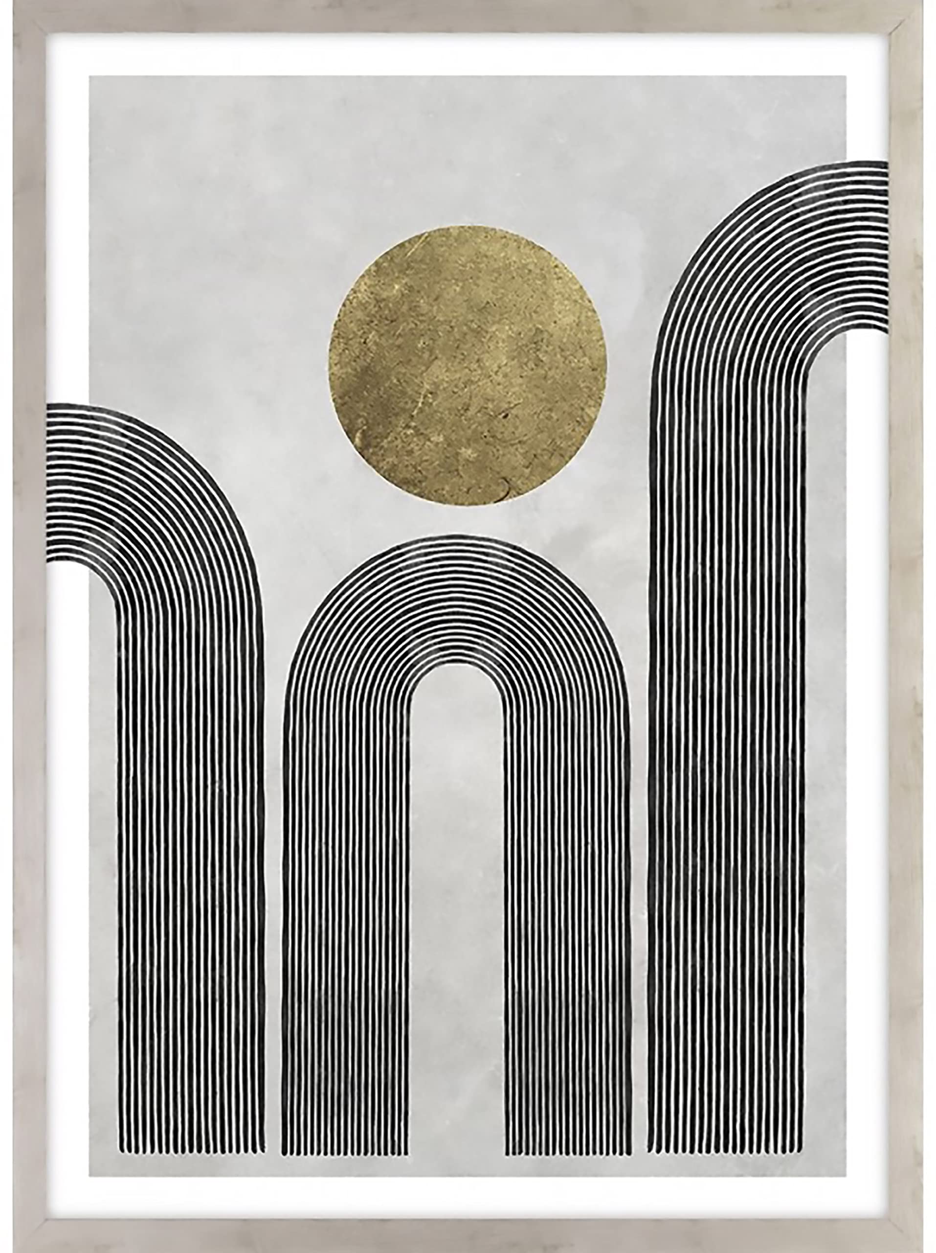 SIGNATURE HOME COLLECTIONPicture with frame wall picture geometric zen style abstract - ball gold coloured, art print coated - without glass