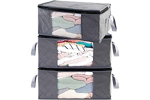 G01 Closet Organizers Sweater Clothes Storage Bins Bags, 3pc Gray